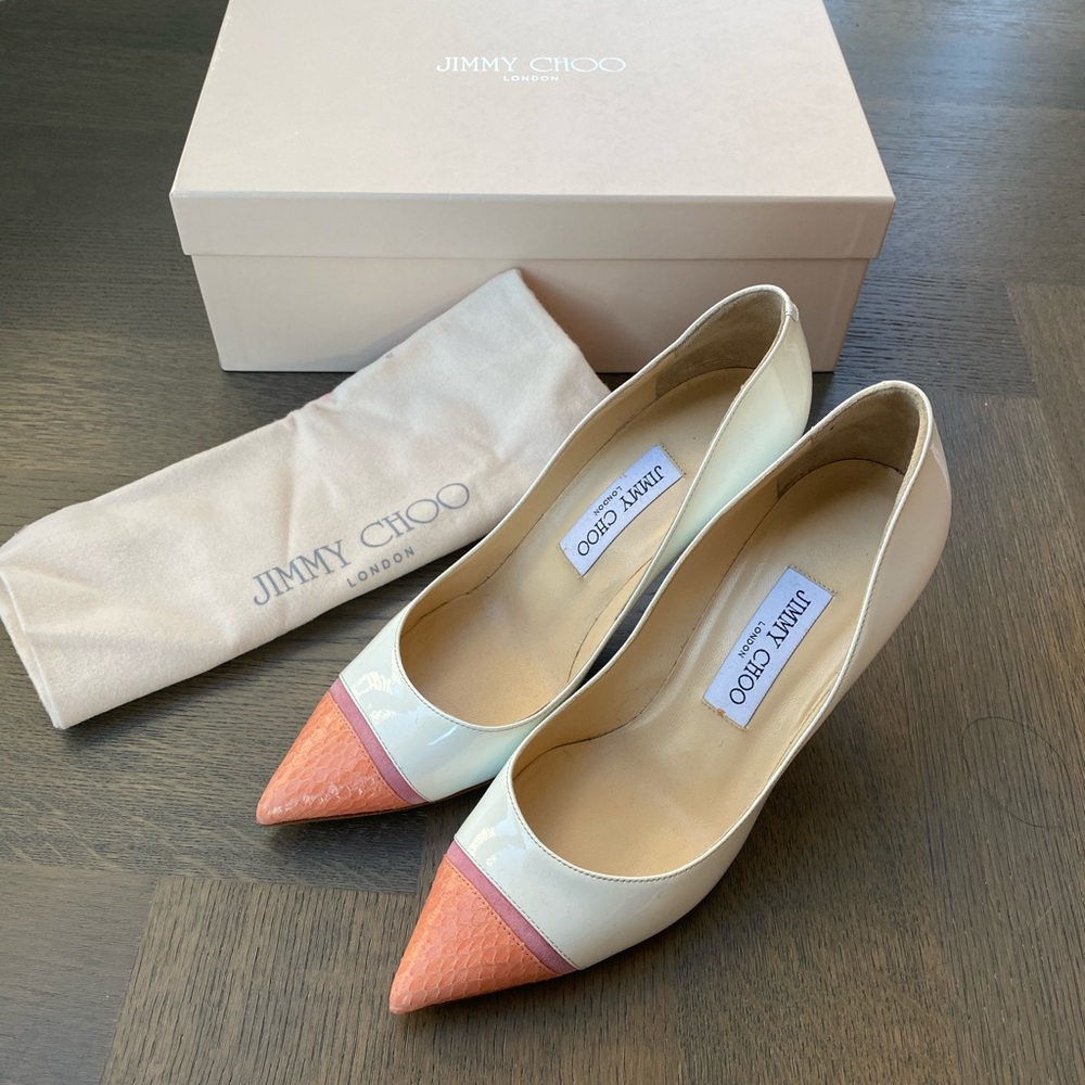 Jimmy Choo Bahama Patent Leather & Snakeskin Pumps